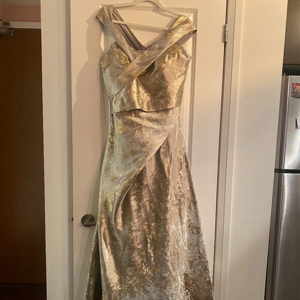 Rene Ruiz Collection shades of gold and silver gown . Mother of the Bride dress